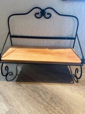 Longaberger Wrought Iron Utility Shelf w Maple Wood Shelf